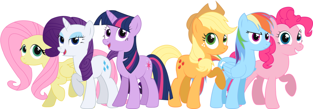 Mane Six - My Little Pony Mane 6 Vector (1024x420)