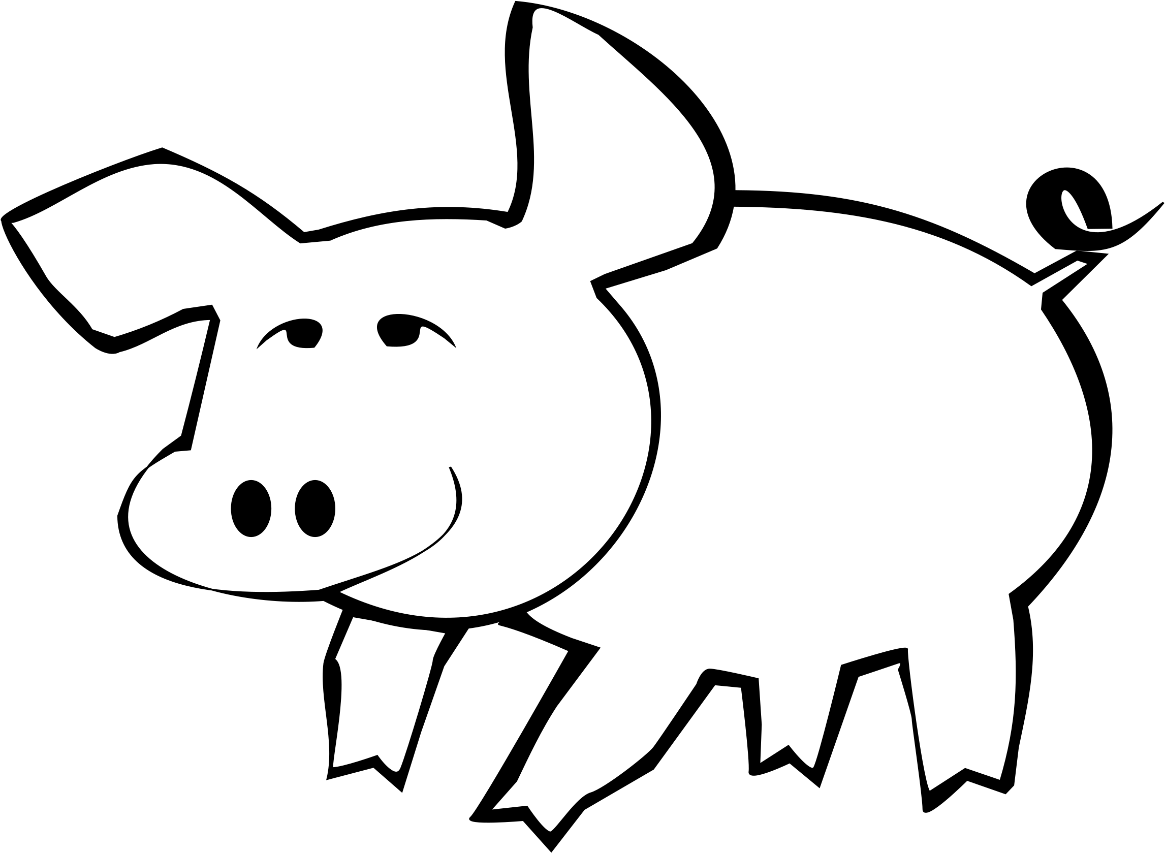 Clipart - Outlined Image Of Pig (2400x2000)