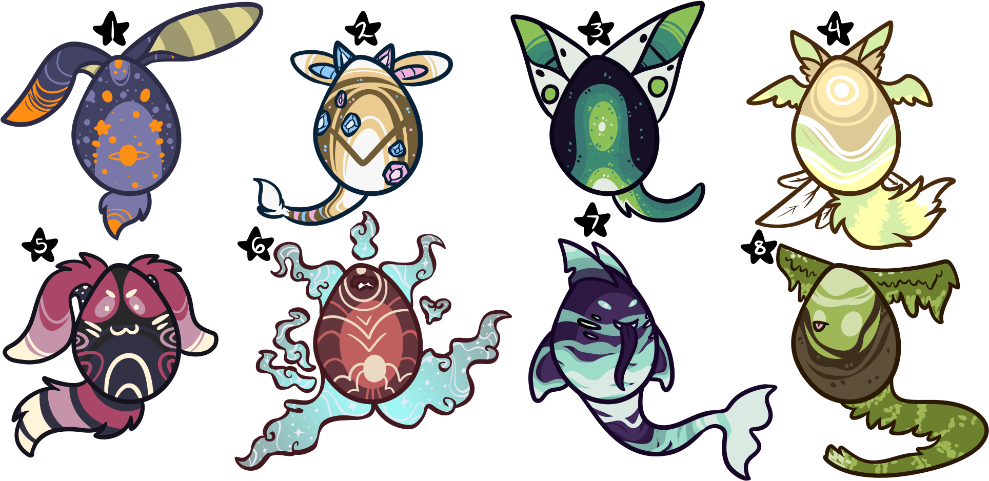 Animal/monster Eggs 11 - Cartoon (2000x1000)