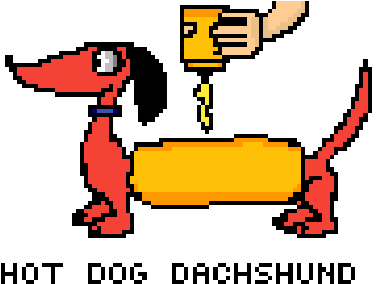 Hot Dog Dachshund - Pegboard Nerds (600x600)
