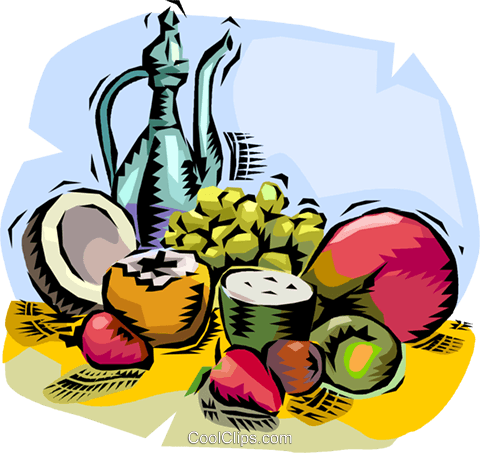 Assorted Tropical Fruit With Wine Royalty Free Vector - Assorted Tropical Fruit With Wine Royalty Free Vector (480x453)