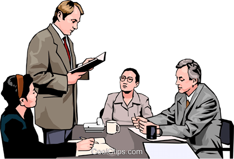 Business Meeting, People In Business Royalty Free Vector - People In A Meeting Clipart (480x327)