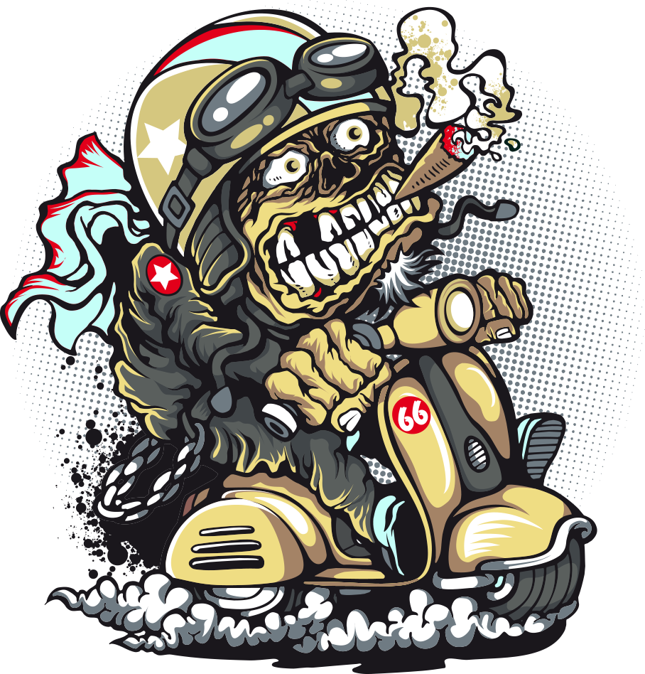 T-shirt Scooter Motorcycle Boot Cartoon - Crazy Biker Tablet - Ipad 2nd, 3rd, 4th Gen (vertical) (908x948)