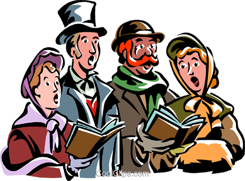 Christmas Carolers Royalty Free Vector Clip Art Illustration - Christmas Carolers Transparent Background (480x355)