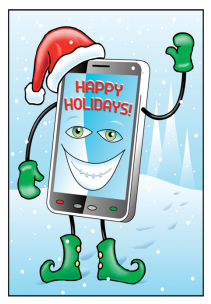 Smart Phone Holiday Postcard - Cartoon (350x350)