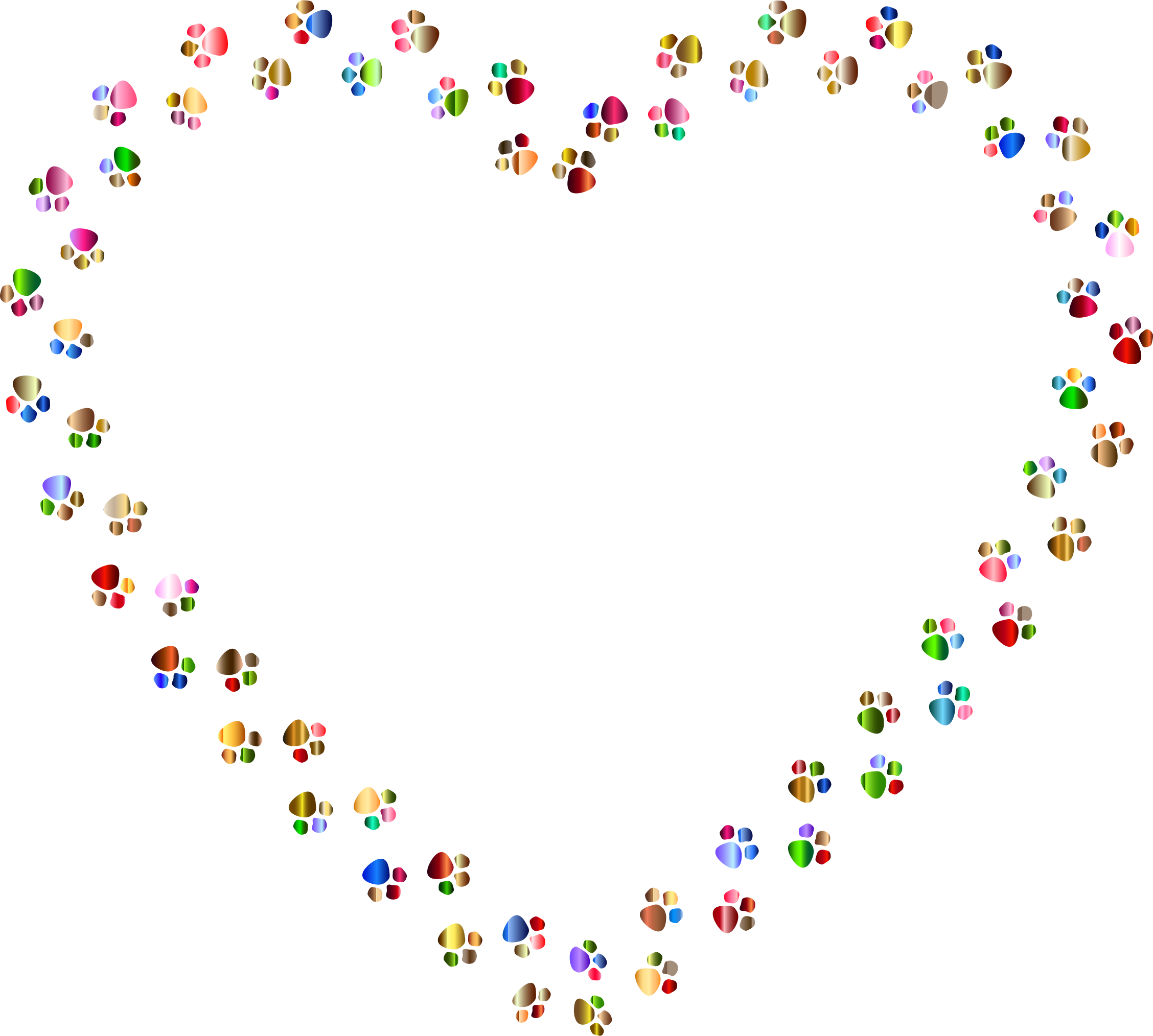 Paw Clipart Rainbow - Paw Print Hearts Background (2256x2028)
