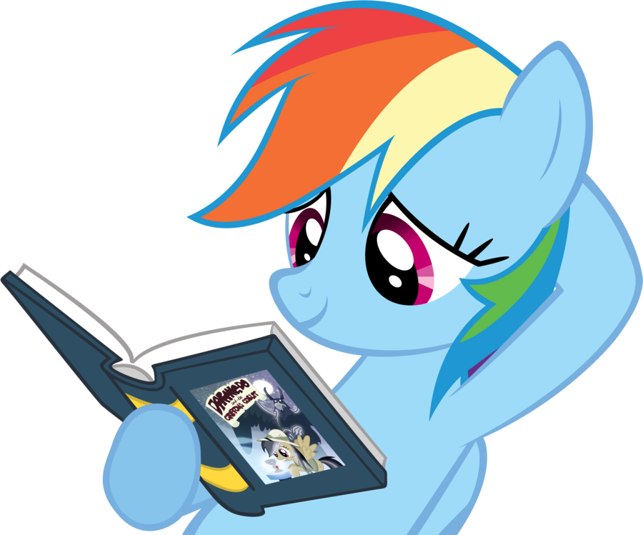 Rainbow Dash Hearts Books By Knight725 - Rainbow Dash With Book (900x749)