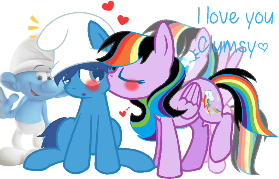 Rainbow Heart X Clumsy By Noreencreatesstuff - Cartoon (1024x689)