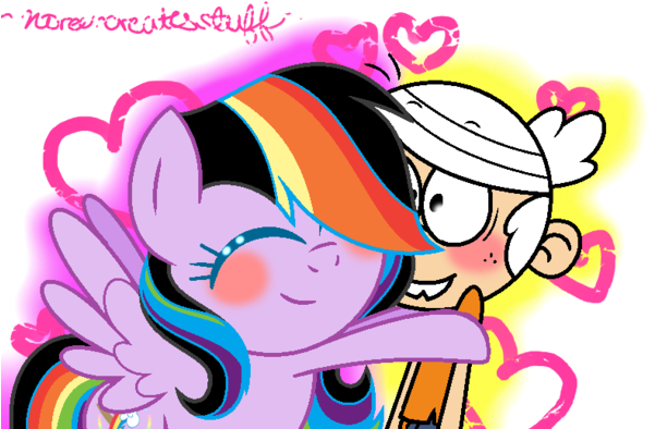 Rainbow Heart Hugs Lincoln Loud By Noreencreatesstuff - Cartoon (600x404)