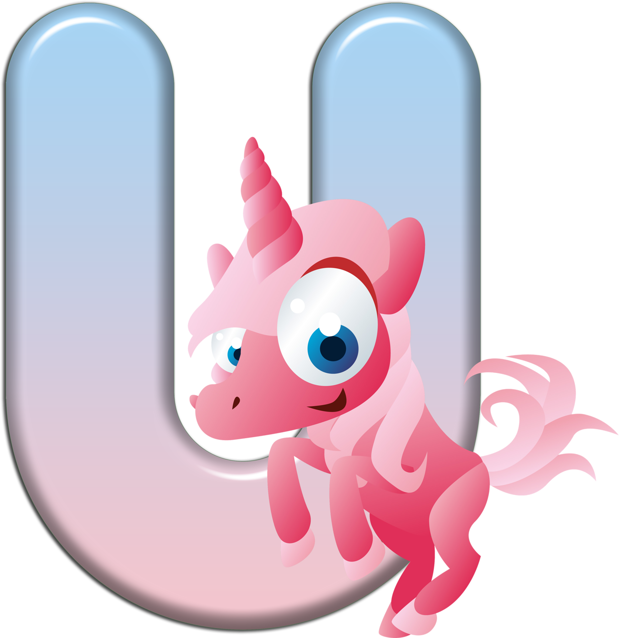 Flores Y Letras Para Decoupage - Pink Cartoon Unicorn Shower Curtain (1243x1280)