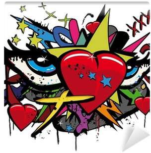 Pop Art Love Graffiti Hearts Eyes Illustration White - Kyv32 シンプルスマートフォン Basio スマホケース Au エーユー 007658 ユニーク (400x400)