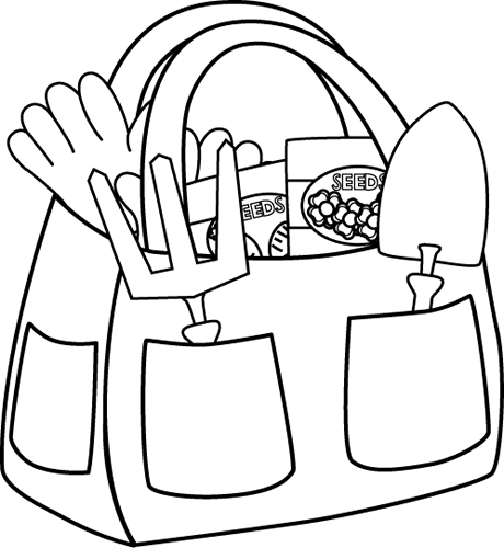 Black And White Gardening Bag - Clip Art (460x500)