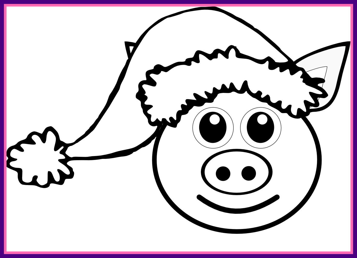 Pig Cute Cute Pig Face Clipart Shocking Pig Face Drawing - Penguin Santa Yard Sign (1381x997)
