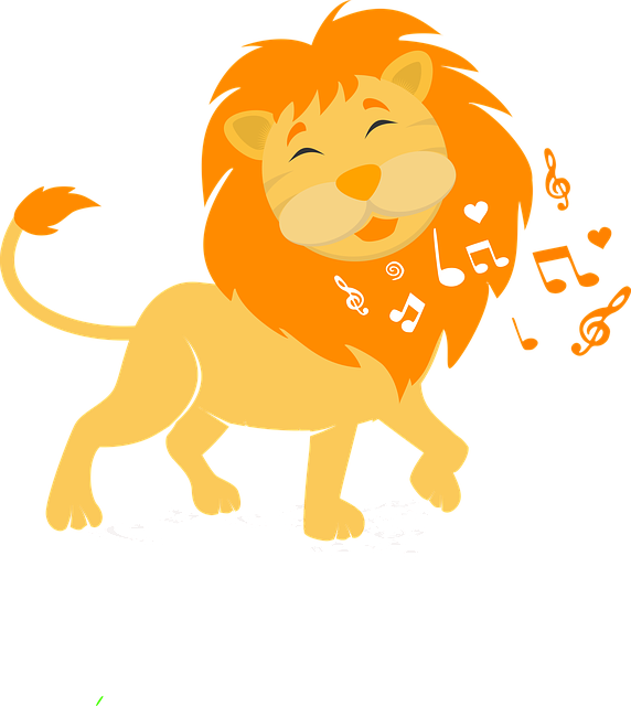 Music, Leon, Zoo, King, Illustration, Design - Cute Lion Png (572x640)