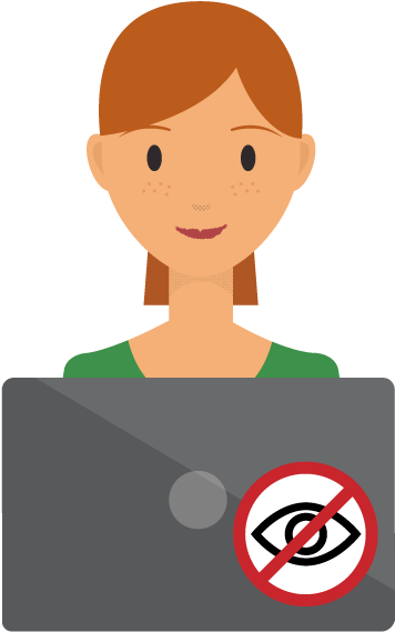 Woman Browsing On Computer Anonymously - Cartoon (768x572)