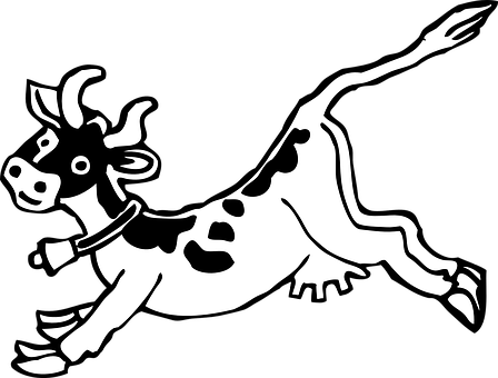 Cow, Animal, Mammal, Running, Jumping - Jumping Cow Clip Art (448x340)