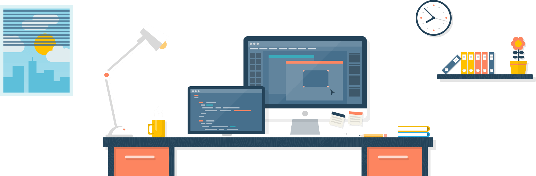 About Keev Workspace - Front End Developer Vector (1880x620)