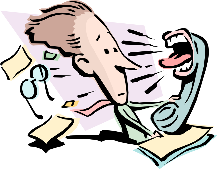 Vector Illustration Of Businessman With Customer Complaint - Talkative (899x700)