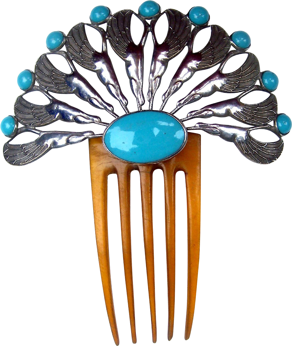 Egyptian Revival Hinged Victorian Hair Comb With Faux - Wood (1165x1165)