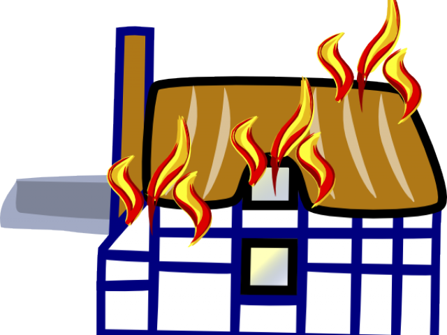 House Clipart Fire - Cartoon House On Fire (640x480)