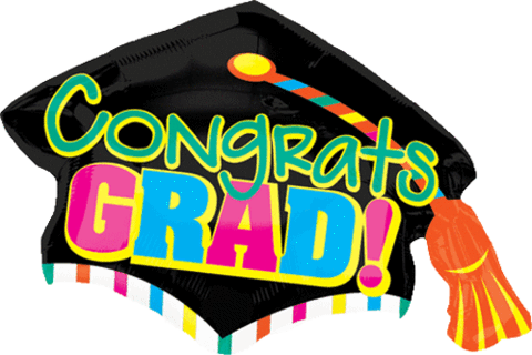 31" Giant Congrats Grad Neon Graduation Balloon - Congrats Grad Cap Bright Colorful Graduation 6pc Balloon (500x333)