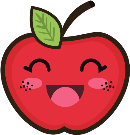 Kawaii Cartoon Apple - Dibujos Animados De Manzana (550x550)