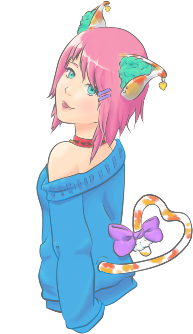 Valentine Neko By C0smic Waffles - Cartoon (691x1156)