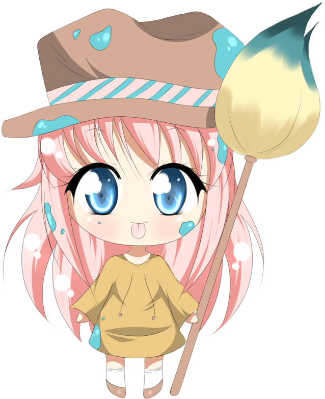 Painting Lily By Amai Kiss - Anime Chibi Painting Png (900x857)