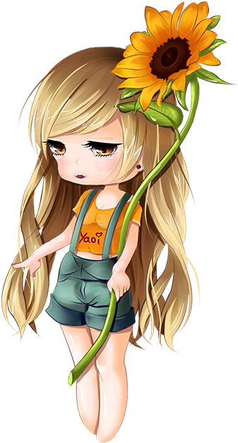 [digital Painting] Sunflower Chibi By Decidiuouss - Sunflower (354x642)