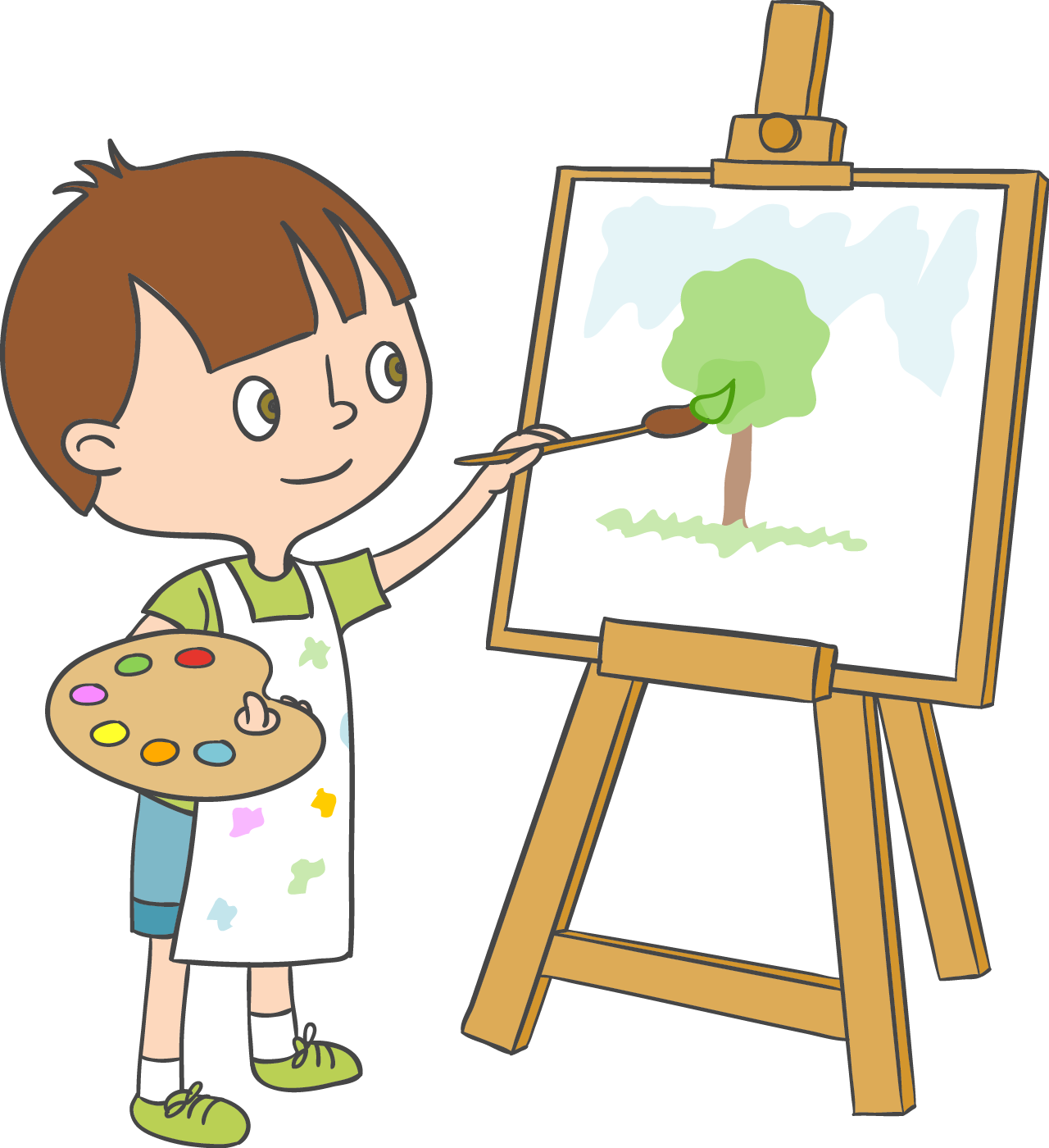 Watercolor Painting Cartoon Illustration - 畫家 卡通 - (1280x1400) Png Clipart  Download