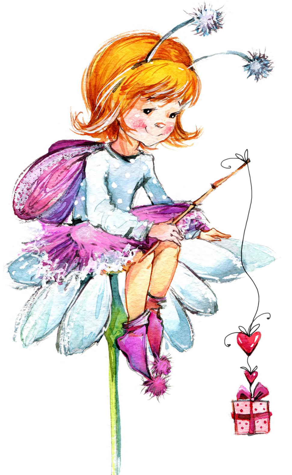 Drawing Watercolor Painting Fairy - Fairies Drawings Childrens (1100x1577)