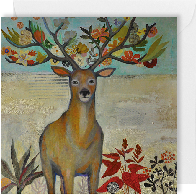 Head Trip Greeting Card - Elk (1000x1000)
