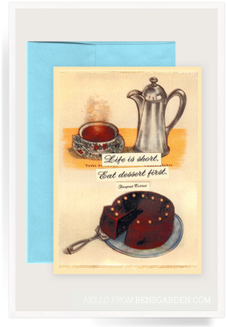 Eat Dessert First Folded Greeting Card - Le Cacao Poster Print (4 X 6) (337x480)