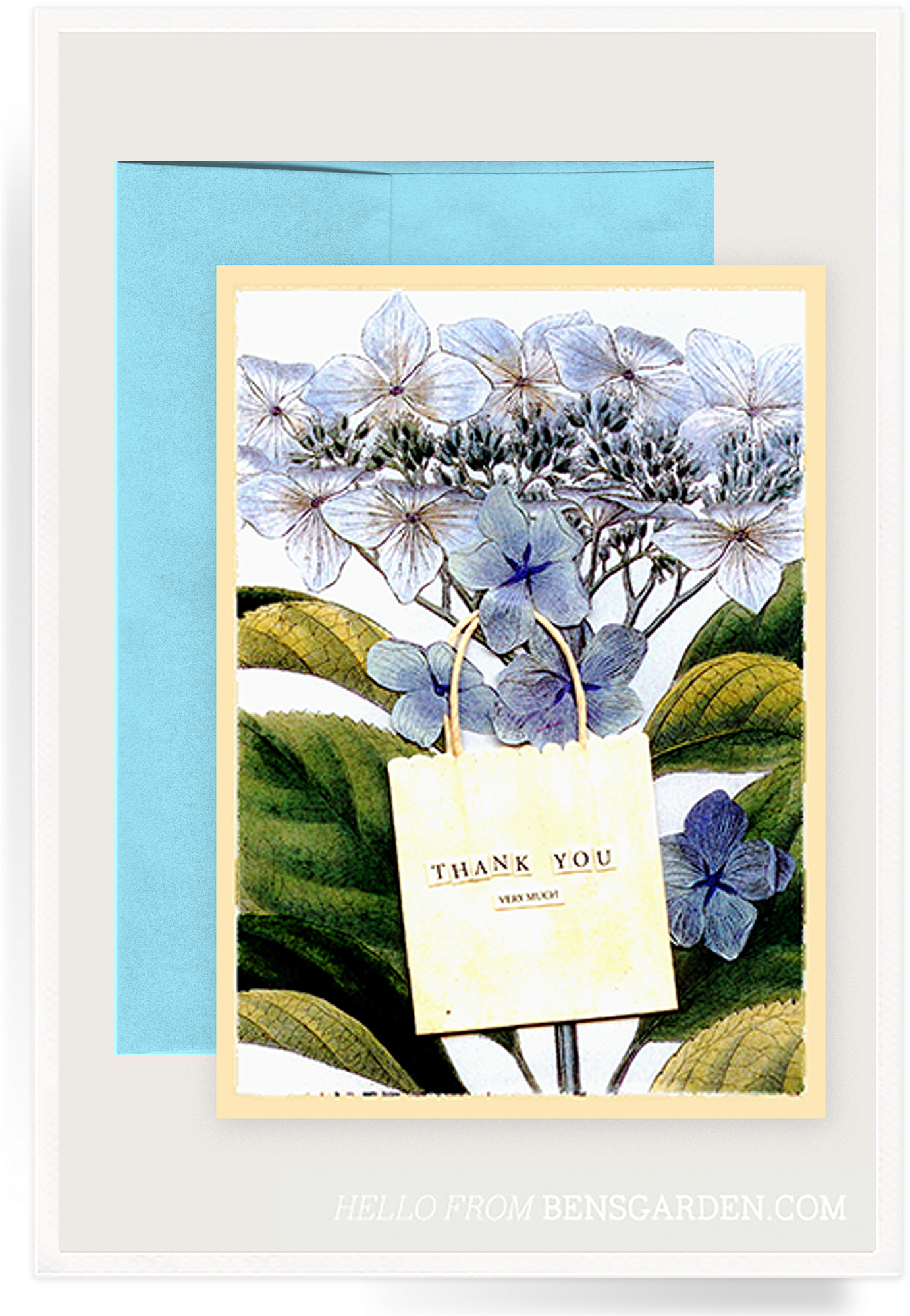Thank You Hydrangea Folded Greeting Card - Giclee Painting: The Vintage Collection's Hydrangea (1438x2048)