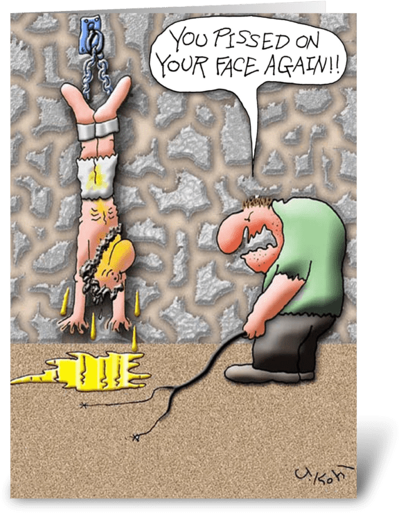 Pissed On Your Face Greeting Card - Cartoon (700x792)