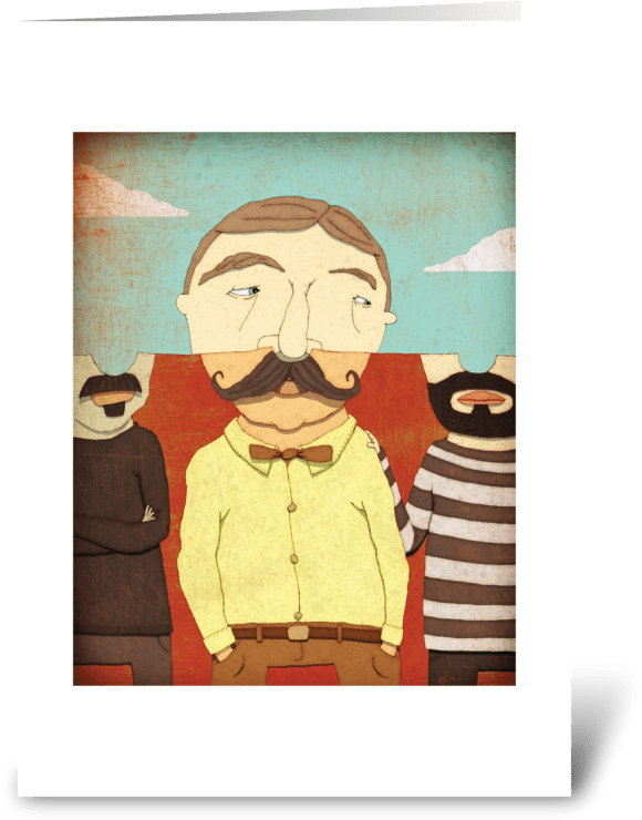 Mustache On My Mind Greeting Card Greeting Card - Cartoon (700x792)