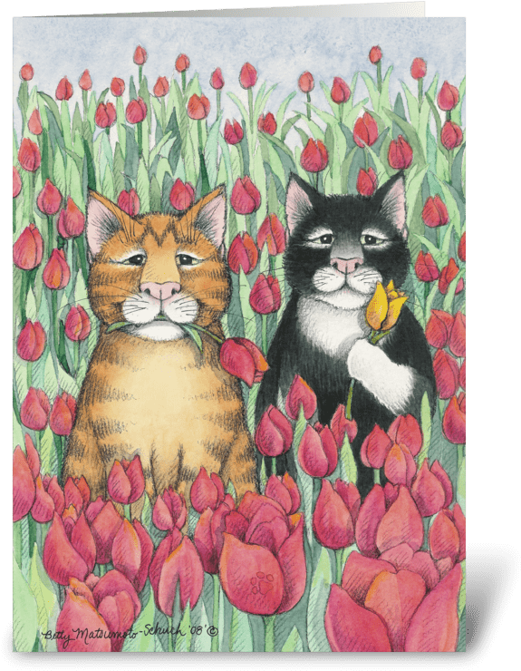 Tulip Cats Birthday - Tulip Cats Spring Party Invitation (bud & Tony) (700x792)