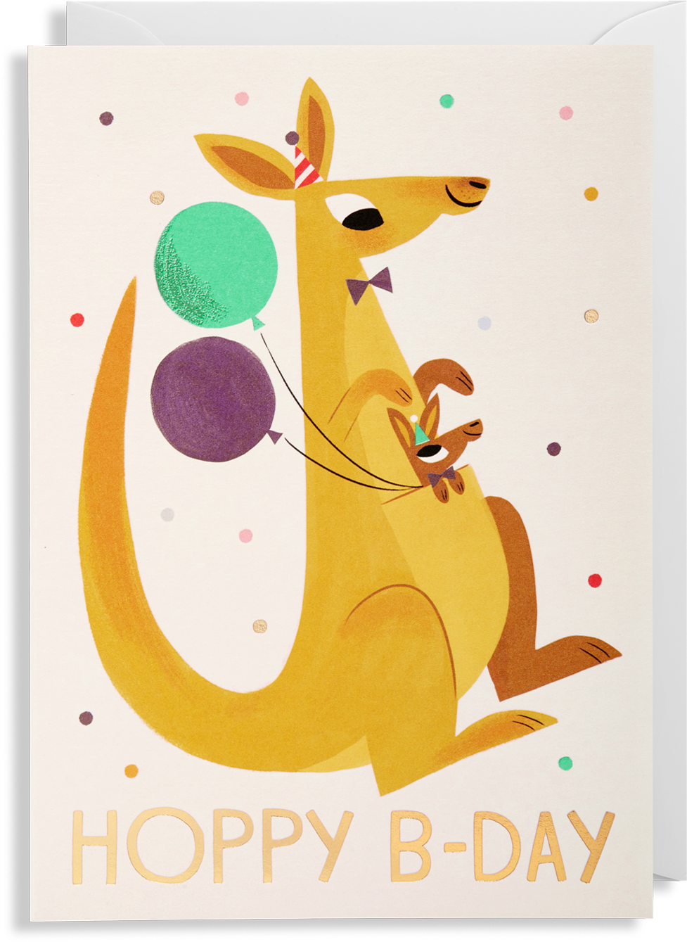 Hoppy Bday Kangaroo Greeting Card - Allison Black - Hoppy Bday Kangaroo Card By Lagom (1400x1500)