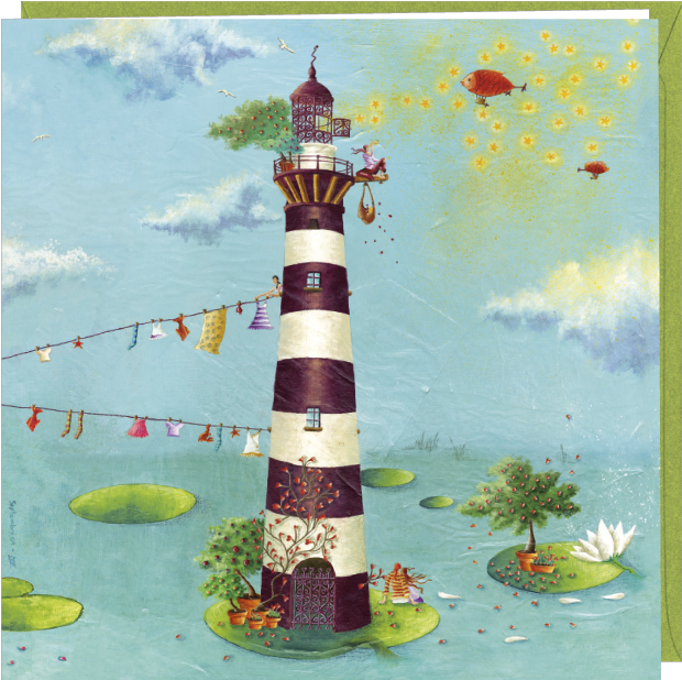 Anne-marie Foucart Square Greeting Card "le Phare" - Marie Anne Foucart Cartes (800x1037)