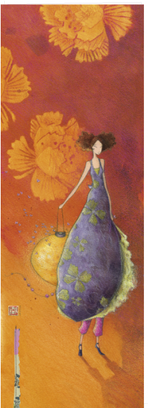 Gaëlle Boissonnard Vertical Greeting Card 11 X 31 Cm - Klappkarte Gaëlle Boissonnard - Frau Mit Lampion, Xxl (458x594)