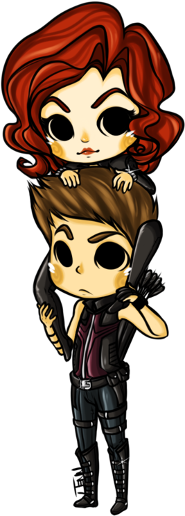 Black Widow And Hawkeye Awww - Hawkeye And Black Widow Cartoon (298x750)