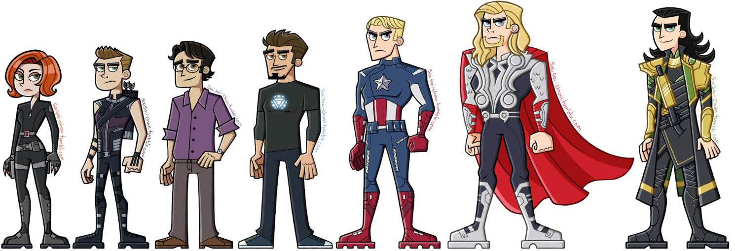 Avengers Loki Thor Captain America Iron Man Hulk Hawkeye - Butch Hartman Danny Phantom (1503x532)