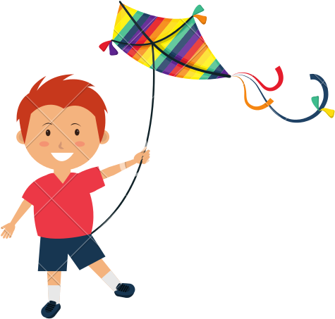 Colorful Kite Flying - Dibujos Animadas De Niña Jugando Con Una Cometa (550x550)