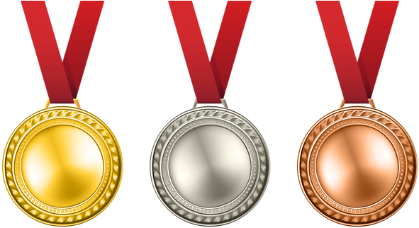 Medals Set Transparent Png Clip Art Image - Gold Silver Bronze Medals Png (600x326)