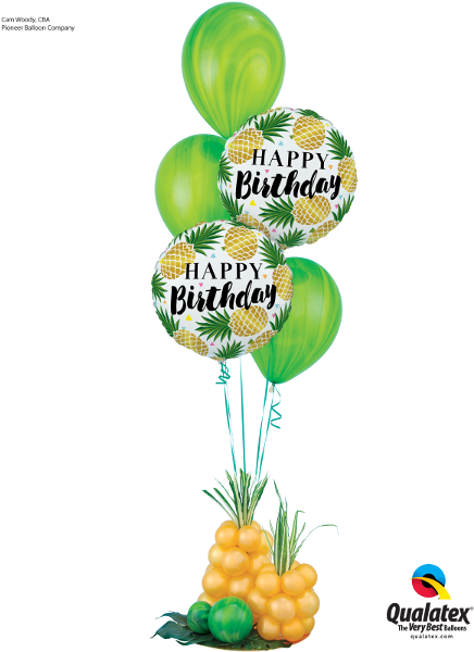 Tropical Birthday - 18 Inch Birthday Golden Pineapples Foil Balloon (450x600)