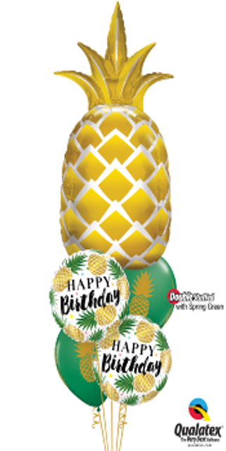 Stay Golden Birthday Bouquet - 18 Inch Birthday Golden Pineapples Foil Balloon (321x640)