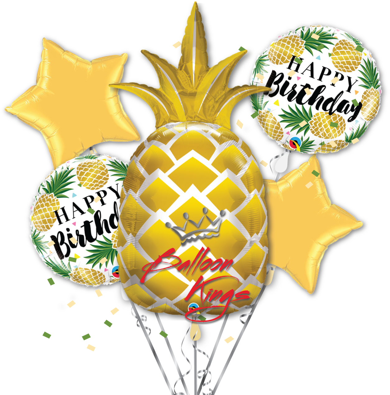 Happy Birthday - Qualatex Golden Pineapple 44" Foil Supershape Balloon (1280x1280)