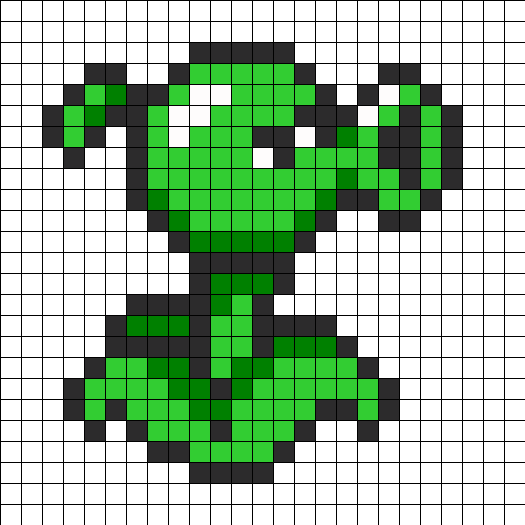 Peashooter Perler Bead Pattern - Pixel Art Plantas Vs Zombies (525x525)