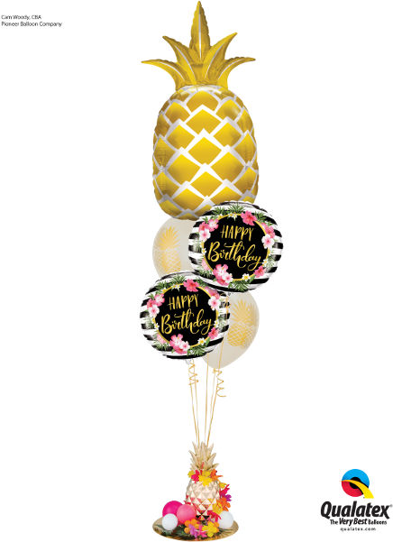 Golden Pineapple Arrangement - Qualatex Golden Pineapple 44" Foil Supershape Balloon (450x600)