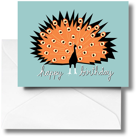 Peacock Birthday Note Card - The Local Space (500x500)